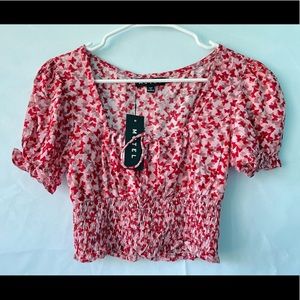 Motel red butterfly raquel crop top